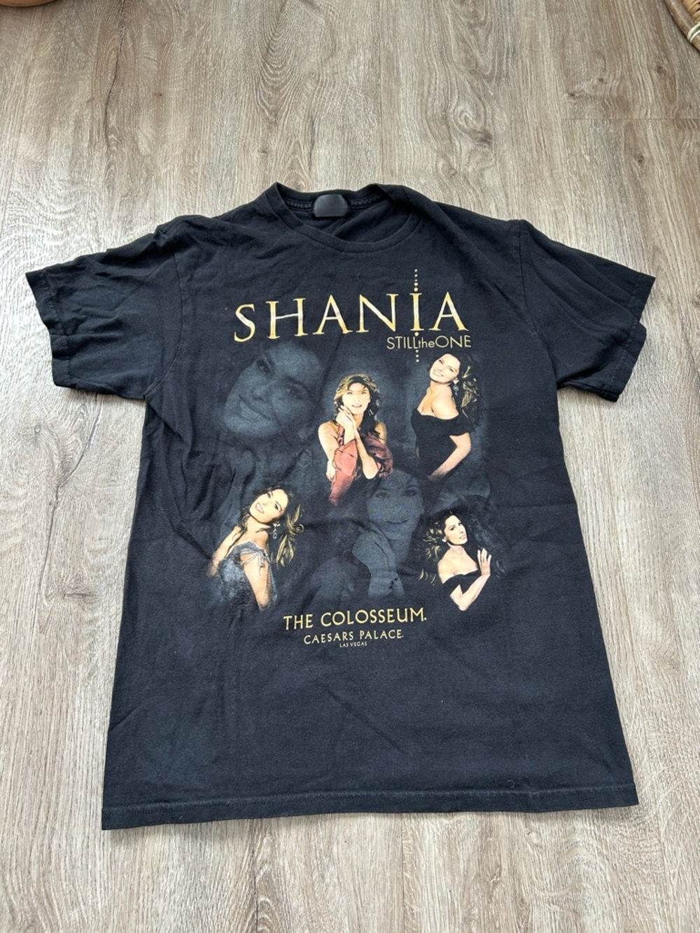 Vintage Shania Graphic Tee in Black with Gold Print